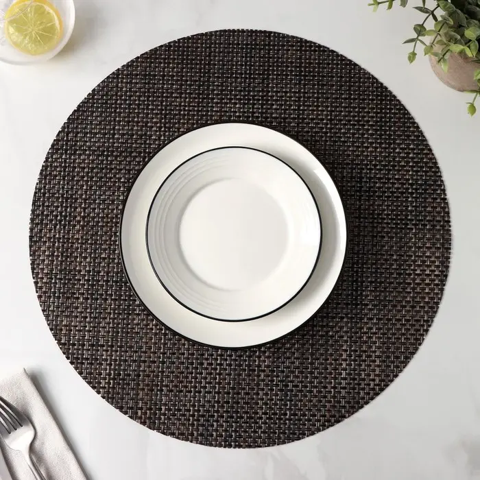 Салфетка сервировочная на стол Доляна «Ди», d=38 см, цвет тёмный шоколад