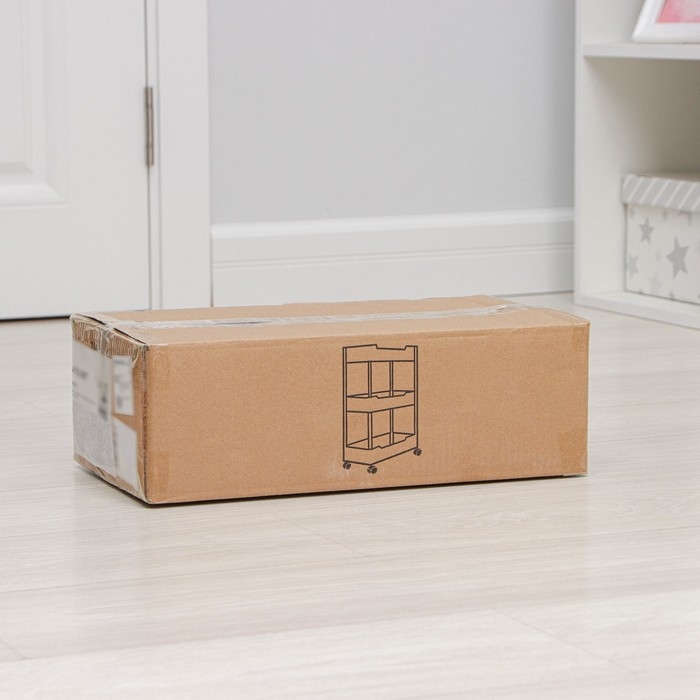 Этажерка 2-х ярусная на колёсах, 40×13×31 см, цвет белый Этажерка 2-х ярусная на колёсах, 40×13×31 см, цвет белый