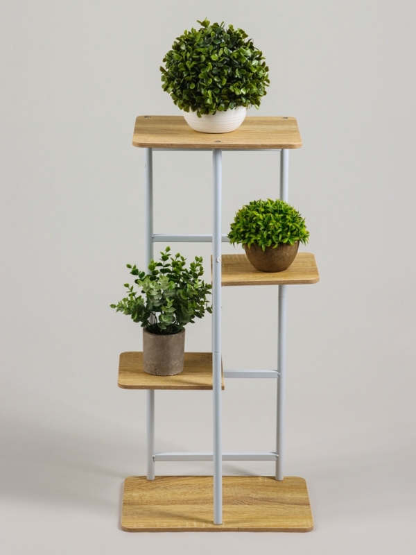 Подставка для цветов Greengo, 4 полки, 36 × 23 × 74 см, напольная, каркас металл, полки МДФ, белая Подставка для цветов Greengo, 4 полки, 36 × 23 × 74 см, напольная, каркас металл, полки МДФ, белая