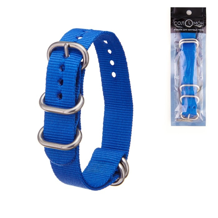 Ремешок для часов Ремешок для часов "Соломон", 18 мм, l-27 см, синий