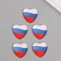 Кабошон стекло для творчества «Сердце. Россия», 2.5×2.5 см