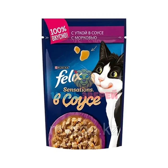 Влажный корм Felix Sensations для кошек, утка/морковь в соусе, пауч, 75 г Влажный корм Felix Sensations для кошек, утка/морковь в соусе, пауч, 75 г