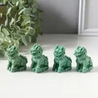 Сувенир полистоун "Собаки Фу" набор 4 шт зелёный 2,3х4,5х5 см