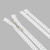 Молния металлическая, №3, неразъёмная, замок автомат, 60 см, звенья цвет никель, белая