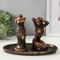 Набор фигур "Богини" на подносе, высота 16 см, цвет винтажная бронза Набор фигур "Богини" на подносе, высота 16 см, цвет винтажная бронза