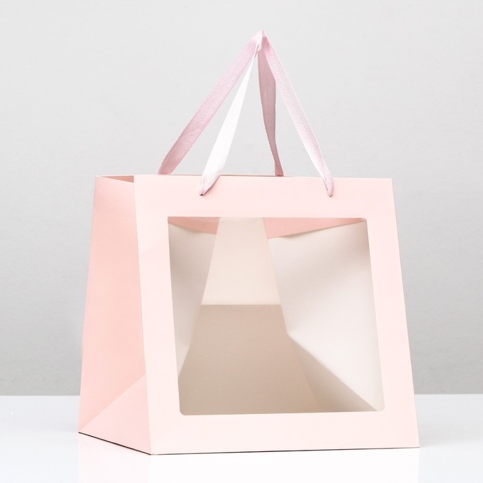 Пакет крафт с квадратным дном и окном 30 Х 30 Х 30 см Розовый, 1шт Пакет крафт с квадратным дном и окном 30 Х 30 Х 30 см Розовый, 1шт