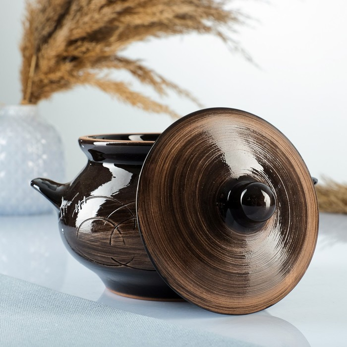 Горшок керамический для запекания  Горшок керамический для запекания "Русский" 0,95л / 14х15см, старина