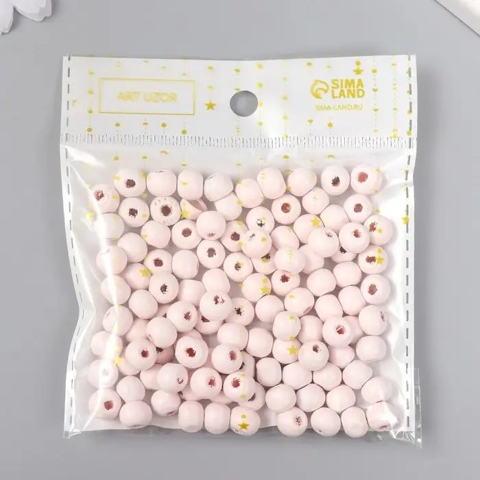 Бусины для творчества дерево "Дерзкий розовый" d-0,8 см, набор 20 гр