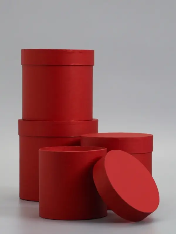 Набор шляпных коробок  4 в 1 "Вишневый", 18 &times; 18 ‒14 &times; 14 см