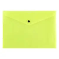 Папка-конверт на кнопке А4, 180 мкм, Calligrata Neon, полупрозрачная, неон желтый