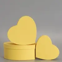Набор подарочных коробок 3 в 1 сердца, жёлтый, 22&times;20&times;9; 18.5&times;17&times;7.5; 16&times;14&times;6 см