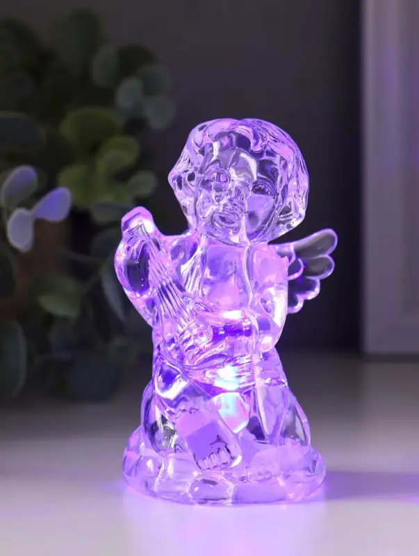 Фигура светодиодная &laquo;Ангел с арфой&raquo;, 9&times;4.5 см, от батареек 3хAG10, RGB