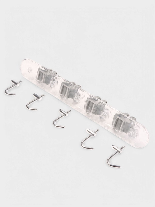 Держатель для швабр настенный самоклеящийся, прозрачная основа, 4 отделения, 42,5х6х6 Держатель для швабр настенный самоклеящийся, прозрачная основа, 4 отделения, 42,5х6х6