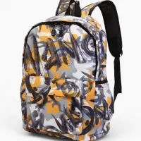 Рюкзак школьный, с абстрактным принтом, размер 30&times;13&times;42 см, жёлтый