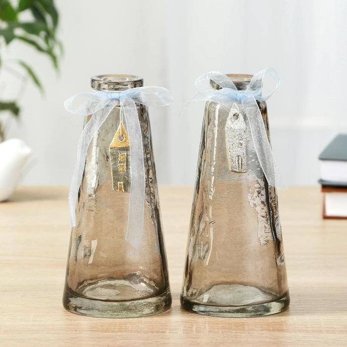 Ваза  Ваза "Волшебные мгновения" дымка  d-3,5см 7,5(дно)х15см, микс