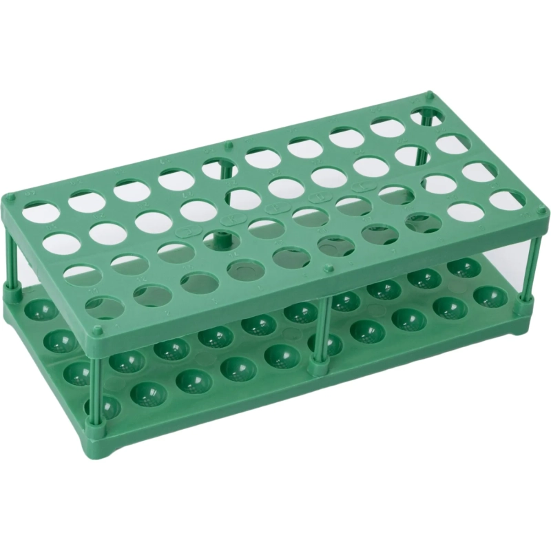 Штатив для пробирок (40 гнезд, h=75 мм) ЗЕЛЕНЫЙ, 4.07.01.0260, ПП