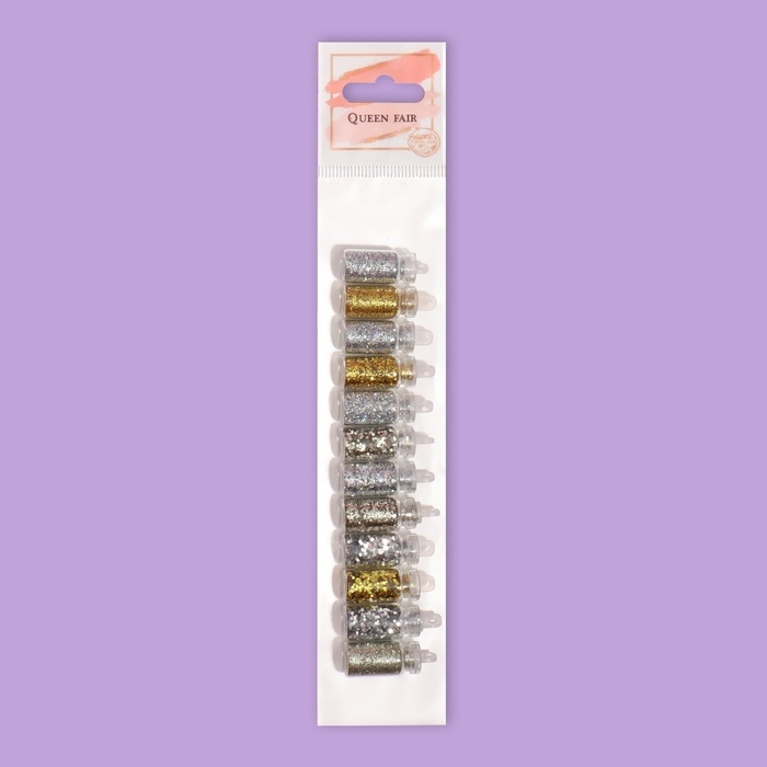 Блёстки для декора ногтей &laquo;Звездопад&raquo;, 12 бутылочек, мелкие/средние/крупные, разноцветные