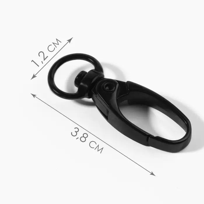 Карабин металлический, 38&times;12 мм / 10&times;1 мм, 5 шт., чёрный