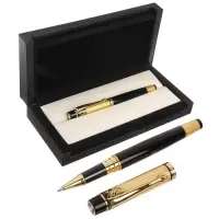 Ручка подарочная Calligrata, шариковая, в футляре кожзам, корпус чёрный с золотым