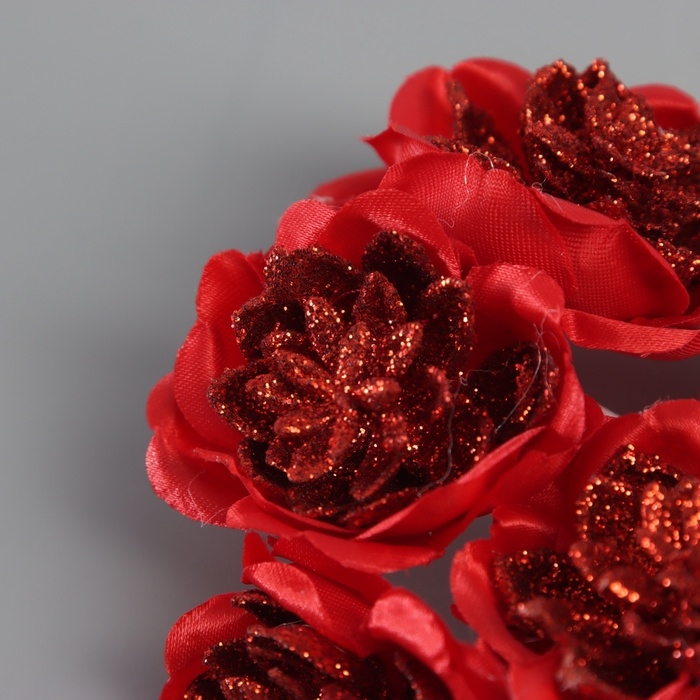 Декор для творчества "Камелия" красный (1 набор=1 букет) в букете 6 шт 4х11 см