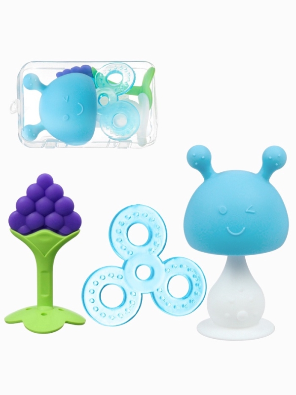 Набор прорезывателей силиконовых «Мой Зайка», с погремушкой, 3 шт., на присоске, в кейсе, Крошка Я