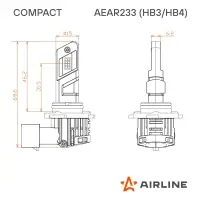 Лампа светодиод. HB3/HB4 COMPACT, 23Вт, 5200Лм (2600Лм x 2), 6500К, 12В, кмпл. 2 шт.