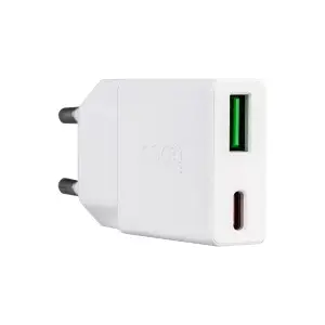 Переходник сетевого зарядного устройства N73 HOCO на Type-C PD20W + USB QC3.0 белый