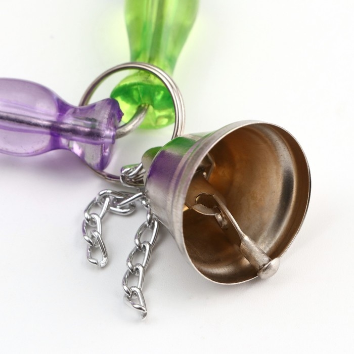 Игрушка для птиц Игрушка для птиц "Ромб из бусин" с колокольчиком, 7 х 20 см, микс цветов