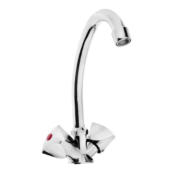 Смеситель для кухни ZEIN Z80103, двухвентильный, кран-букса латунь 1/2 Смеситель для кухни ZEIN Z80103, двухвентильный, кран-букса латунь 1/2", без подводки, хром