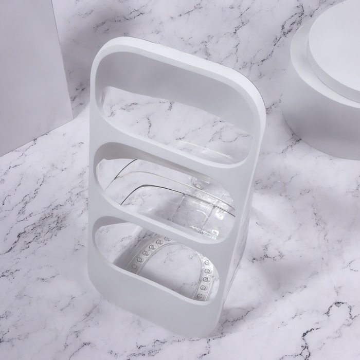 Органайзер для хранения косметических принадлежностей, 3 секции, 16,2 × 13,5 × 33,5 см, цвет белый/прозрачный