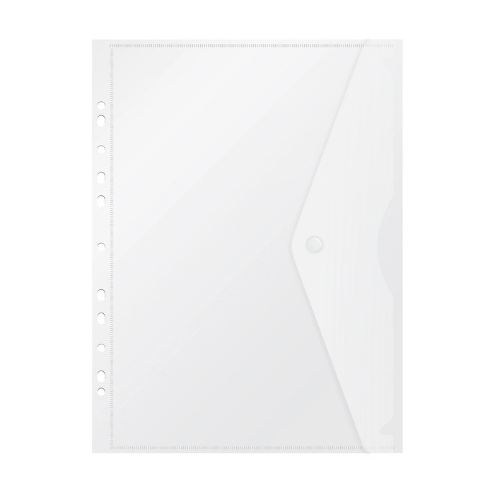 Папка-конверт на кнопке А4, 180 мкм, Calligrata Office, прозрачная, перфорация по длинной стороне, бесцветная Папка-конверт на кнопке А4, 180 мкм, Calligrata Office, прозрачная, перфорация по длинной стороне, бесцветная