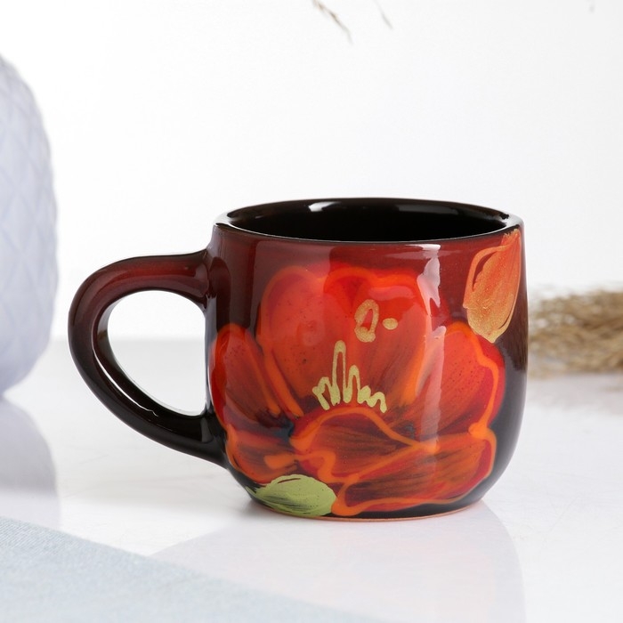 Кружка Кружка "Форма" 0,2л / 7,5х8,5см, мак на черном