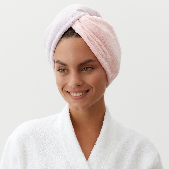 Чалма для сушки волос Этель «Двухцветная», цв.розовый/фиолетовый, 65*25 см, 100% п/э Чалма для сушки волос Этель «Двухцветная», цв.розовый/фиолетовый, 65*25 см, 100% п/э