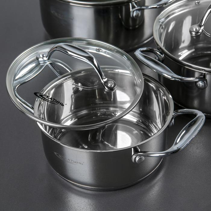 Набор кастрюль «Ника», 3 предмета: 1,6 л, 2,2 л, 3,2 л, стеклянные крышки, капсульное дно, индукция Набор кастрюль «Ника», 3 предмета: 1,6 л, 2,2 л, 3,2 л, стеклянные крышки, капсульное дно, индукция