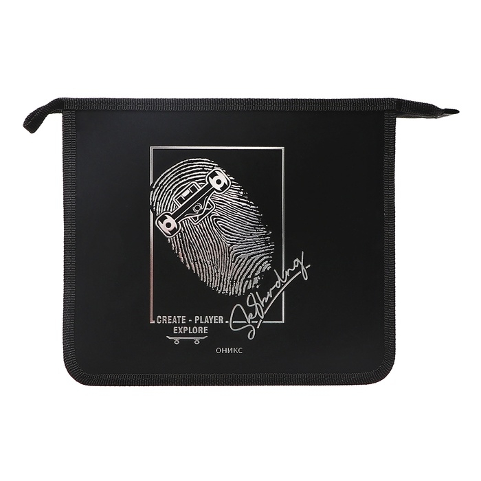 Папка для тетрадей А5, 240 х 205 х 40 мм, молния сверху, пластиковая, ПТ 7-12, Папка для тетрадей А5, 240 х 205 х 40 мм, молния сверху, пластиковая, ПТ 7-12, "Скейт арт" (рисунок с эффектом металлика золото)