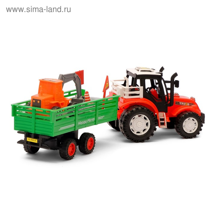 Трактор инерционный «Фермер», с прицепом, цвета МИКС Трактор инерционный «Фермер», с прицепом, цвета МИКС