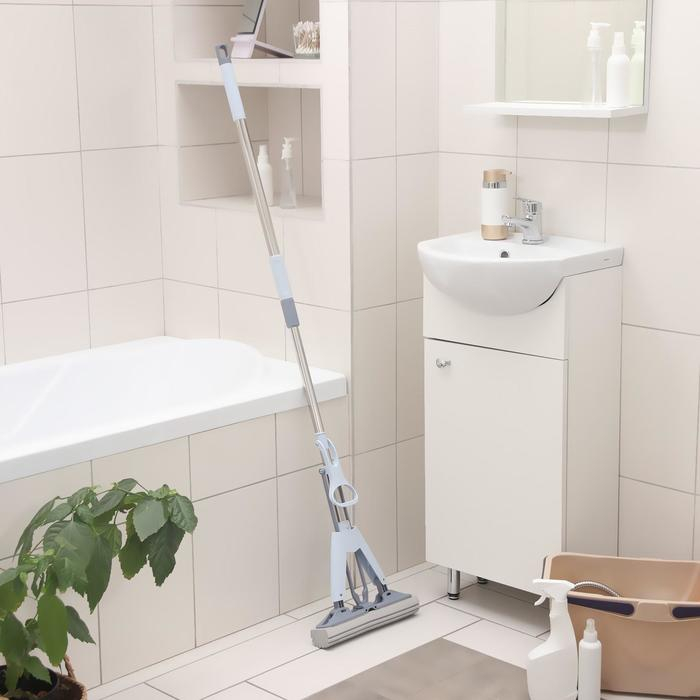 Швабра для мытья пола PVA Доляна, со складным отжимом, насадка 6×28 см, телескопическая стальная ручка 105(135) см Швабра для мытья пола PVA Доляна, со складным отжимом, насадка 6×28 см, телескопическая стальная ручка 105(135) см