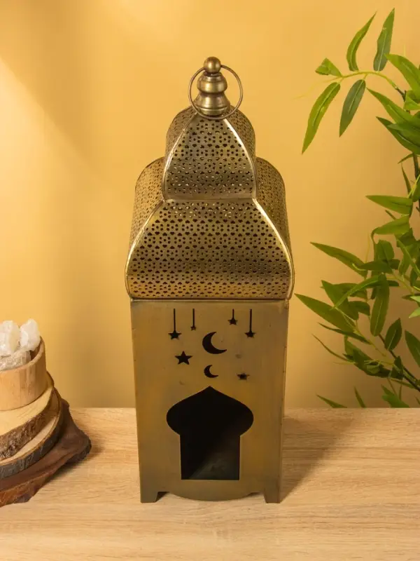 Подсвечник фонарь "Золотой полумесяц" железо 15х15х50,5 см