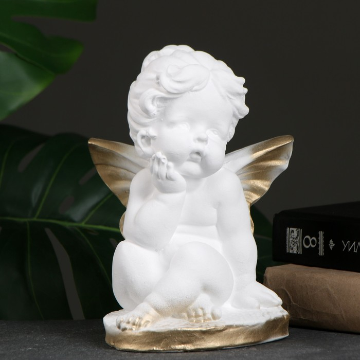 Фигура Фигура "Эльфина сидит" бело-золотая, 12х15х19см