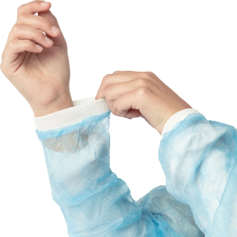 Халат н/с , на завязк, рук.манж, дл.110см, XL, пл 20, голуб, 10 шт/уп