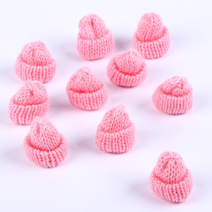 Шапка для игрушек вязаная, набор 10 шт., цвет розовый Шапка для игрушек вязаная, набор 10 шт., цвет розовый