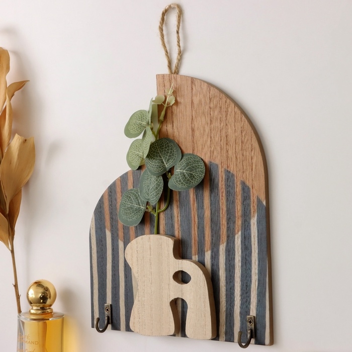 Крючки декоративные дерево Крючки декоративные дерево "Абстракция с растением" 1,5х19,5х23,5 см