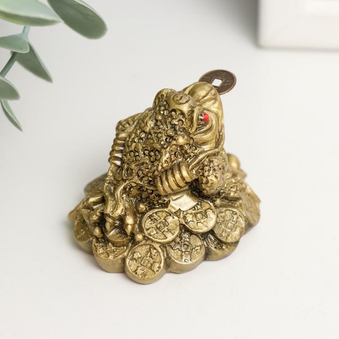 Нэцкэ полистоун под бронзу Нэцкэ полистоун под бронзу "Жаба с монетой" 4,5х4,5х4 см