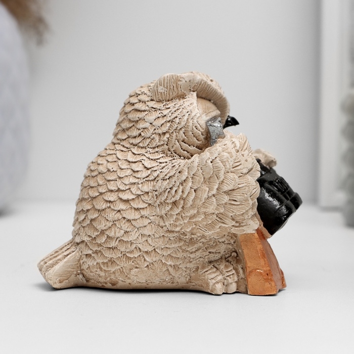 Фигура Фигура "Сова с биноклем" бежевая, 8х10х6см