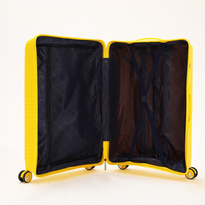 Чемодан большой 100 л (L), отдел на молнии, кодовый замок, 4 колеса, цвет жёлтый Чемодан большой 100 л (L), отдел на молнии, кодовый замок, 4 колеса, цвет жёлтый