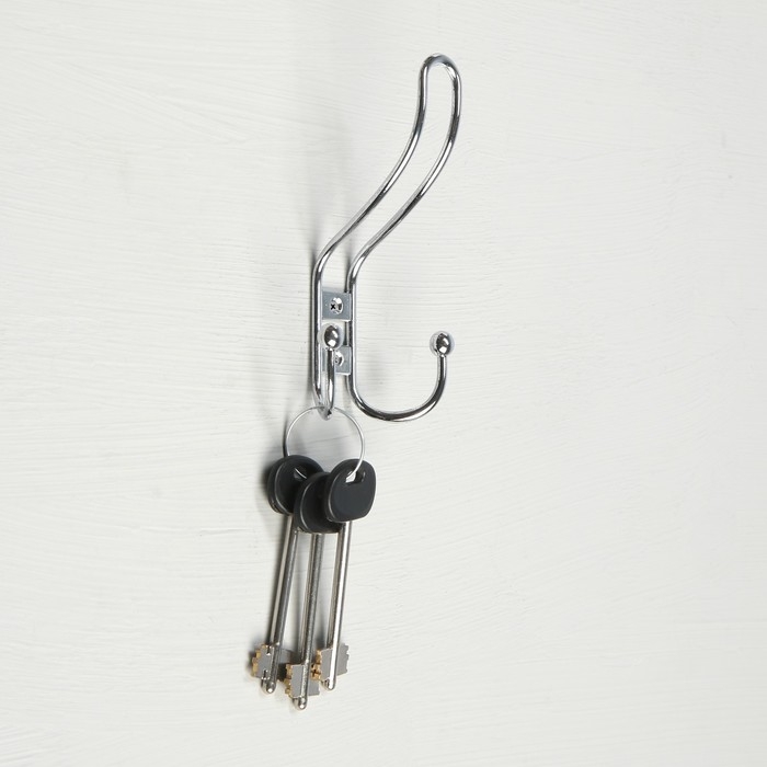 Крючок мебельный ТУНДРА TKT002, трехрожковый, хром Крючок мебельный ТУНДРА TKT002, трехрожковый, хром