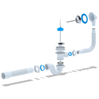 Комплект для ванны "АНИ Пласт" E155: сифон с выпуском, переливом 1 1/2", гибкая труба