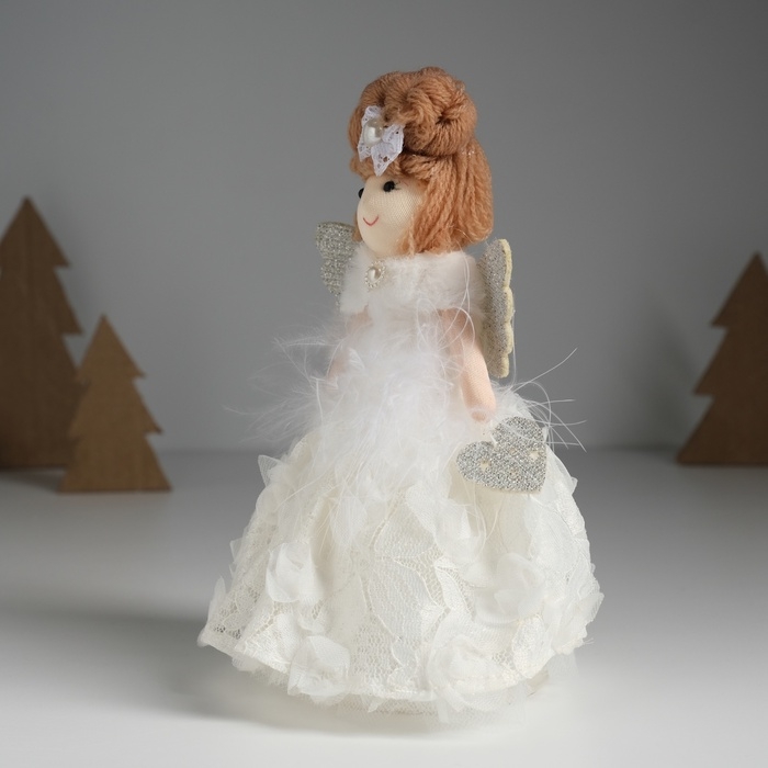 Кукла интерьерная  Кукла интерьерная "Ангелочек в белом цветочном платье" 8х7х16,5 см