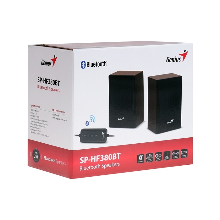 Компьютерные колонки 2.0 Genius SP-HF380BT, 2х1.5Вт, USB, дерево Компьютерные колонки 2.0 Genius SP-HF380BT, 2х1.5Вт, USB, дерево