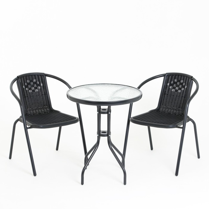 Набор садовой мебели: стол, 2 кресла, коричневый Набор садовой мебели: стол, 2 кресла, коричневый